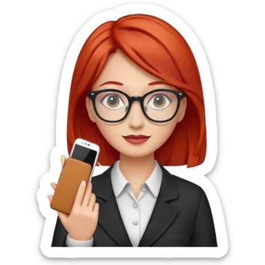 tailor woman with red hair and glasses sticker