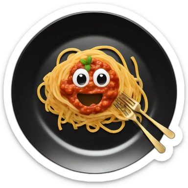 Spaghetti and sauce on black heart plate sticker