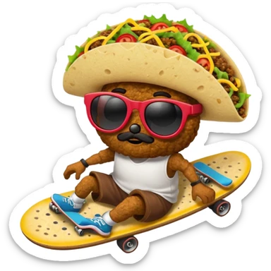 Skateboard taco with sunglasses sticker