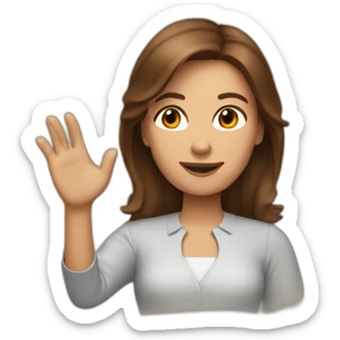 brown hair woman tipping hand sticker