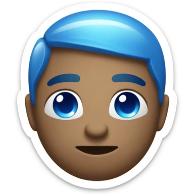 A vibrant blue emoji with a sporty theme. The emoji has a round, expressive face with a determined expression, sweat droplets on the forehead, and wearing a sporty headband. It holds a small dumbbell in one hand and a soccer ball at its feet. The design is sleek and modern, with a glossy finish and subtle shading for a three-dimensional look. sticker