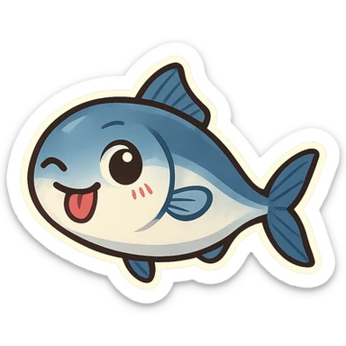 cute hamsi anchovy fish, playful cartoon style, simple and expressive sticker