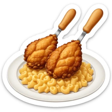 drumstick chicken with mac and cheese on the side on a plate sticker
