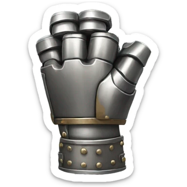 a metal gauntlet in a fist facing forward pointing upward sticker