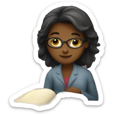 Female Studying in library sticker