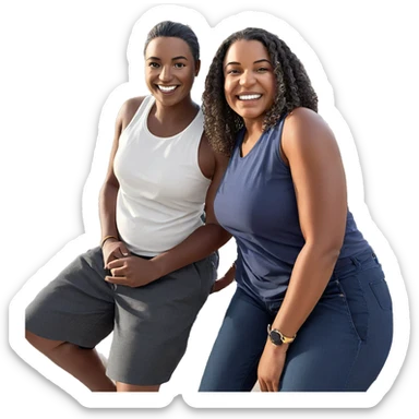 smiling girl with dark-skinned boy sticker