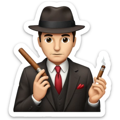 mafia boss with suit, fedora hat and cigar sticker