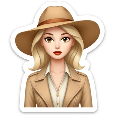 Beautiful Western female fashion model with elegant features, runway pose, stylish designer outfit sticker