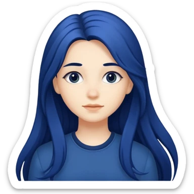 Girl with long navy blue hair sticker