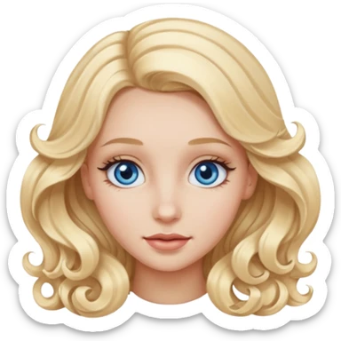 Blonde girl with blue eyes and long, well-curled eyelashes sticker