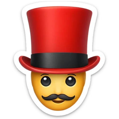 red top hat with black band without bow, not long sticker