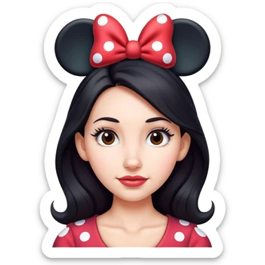 Woman Long dark hair Minnie mouse ears sticker