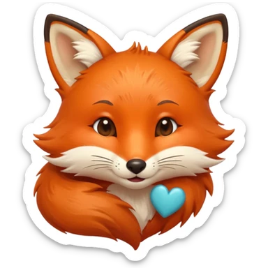 A iOS style fox with a kissing & winky face and a small heart sticker