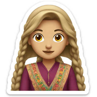 Generate girl emoji in kurdish dress and long hair sticker