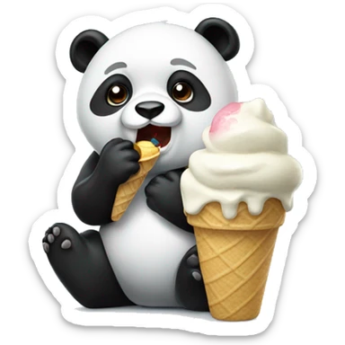 Panda eating ice cream sticker