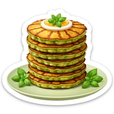 stacked zucchini fritters on a plate sticker