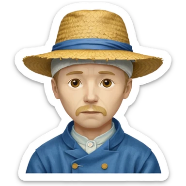 van gogh paints on a canvas. right ear is bandaged. sticker