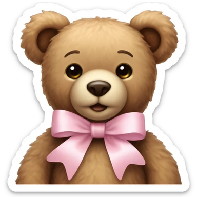 teddy bear with light pink bow sticker