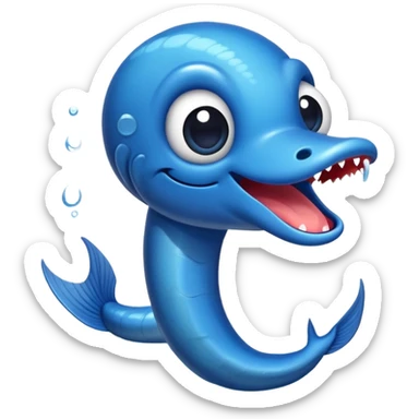 A blue eel with a funny face wiggles through the water, making everyone laugh with its silly expressions sticker