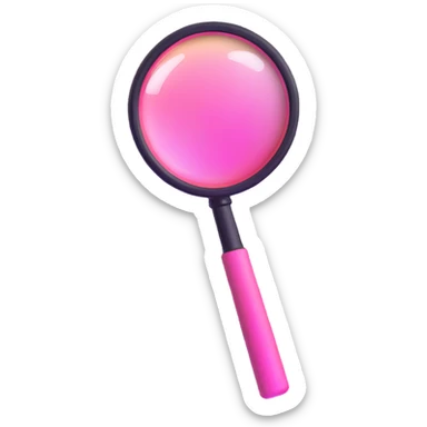 magnifying glass, transparent glass with bright pink gradient from #FF335F to #FF99AA, highlights, minimalistic sticker