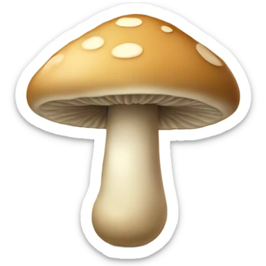 beige coloured mushroom with no spots and a large st sticker
