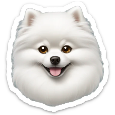 A white small pomeranian like a santa claus sticker