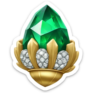 emerald Acorn, sparkling like a diamond, with stem made of gold and diamonds sticker