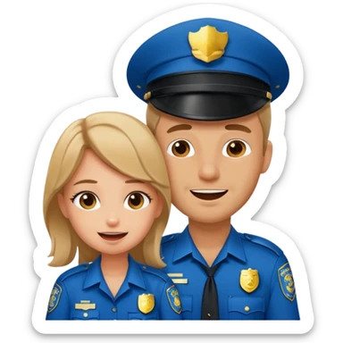 giggling flirty male cop arresting sad girl sticker
