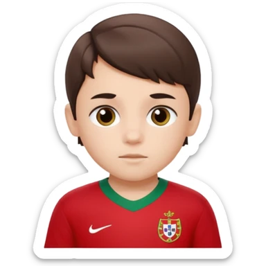 Une enfant qui a le coupe sur le coter et qui a le maillot du portugal sticker