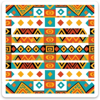 Mixtec pattern with geometric symbols and bright colors sticker