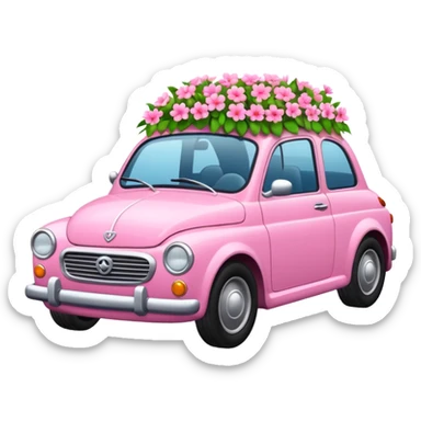 Pink car with flowers sticker