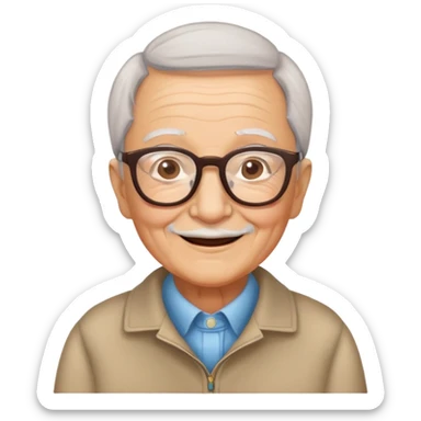 elderly grandparent with glasses and a warm smile sticker