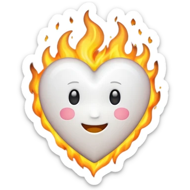 white heart emoji surrounded on all sides by fire sticker