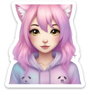 Cute Edgy Pastel Gradient Beautiful Anime Emo CatLady sticker