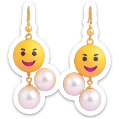 3D emoji-style pearl drop earrings, classic and elegant sticker