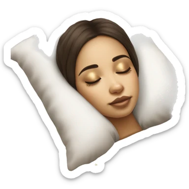 pretty light skinned brunette girl sleeping with gold eye gels under her closed eyes soft textures no background sticker