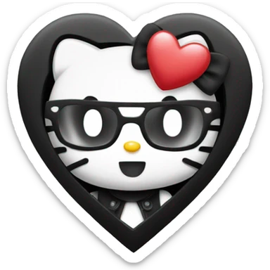 hello kitty heart black sticker