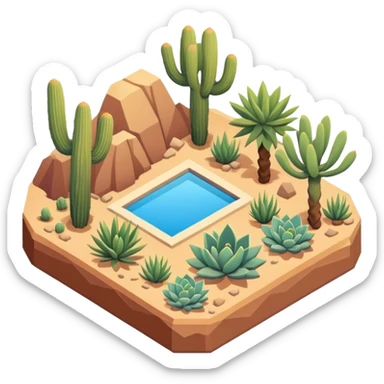 Isometric desert botanical garden sticker