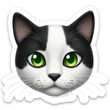 Black and white cat with green eyes sticker