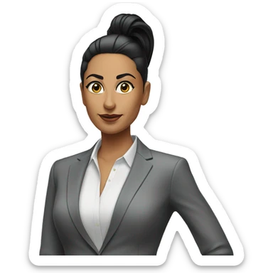 ceo latina woman with slick back ponytail black hair  sticker