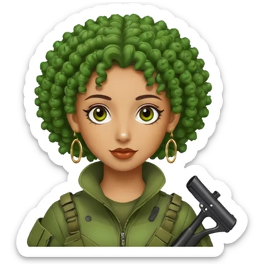 green curly haired painitball player with big earrings guy sticker