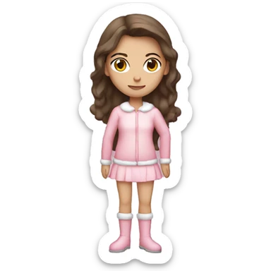 Full body brunette white girl in a light pink Santa outfit  sticker
