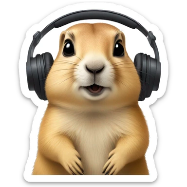 prairie dog listening music by airpodmax sticker