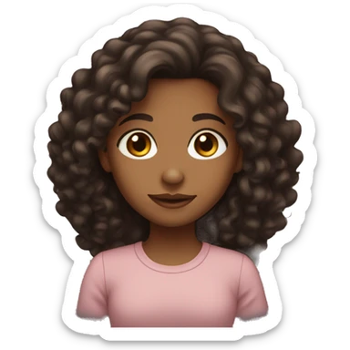 brown girl with long dark curly hair sticker