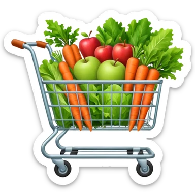 shopping cart full of healthy food sticker