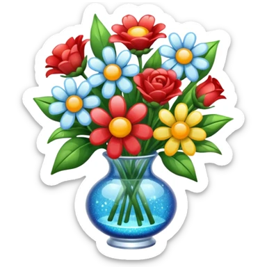 a bouquet of flowers but the flowers are all clear and made of glass and shiny and sparkly  sticker