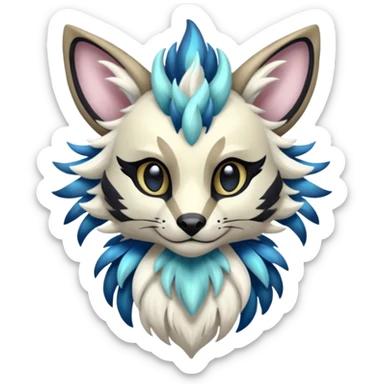 Futuristic furry fluffy floofy feathery tribal marked Genet-Absol-Kyurem-Zeraora-Primagen-fusion-creature  sticker
