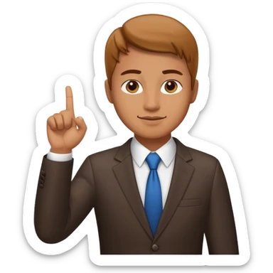 business client raising his hand with one finger only to say that he wants to make a request sticker