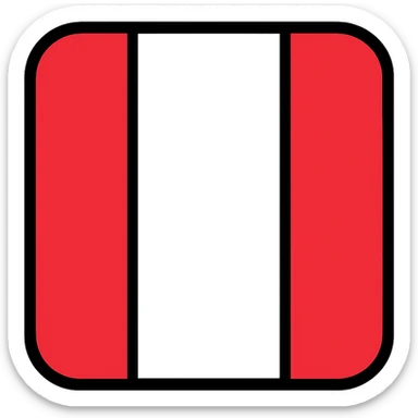 Peru flag with bold red and white vertical bands, minimal, no emblem, no text sticker
