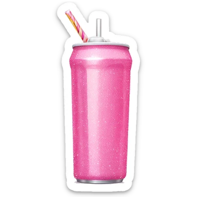 Pink energy drink cute girly glittery light pink with a straw sticker